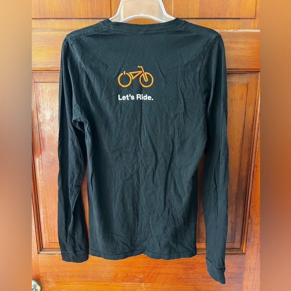 Black Long Sleeve Bike Graphic Tee – Organic Cotton – Size Small - Picture 2 of 5